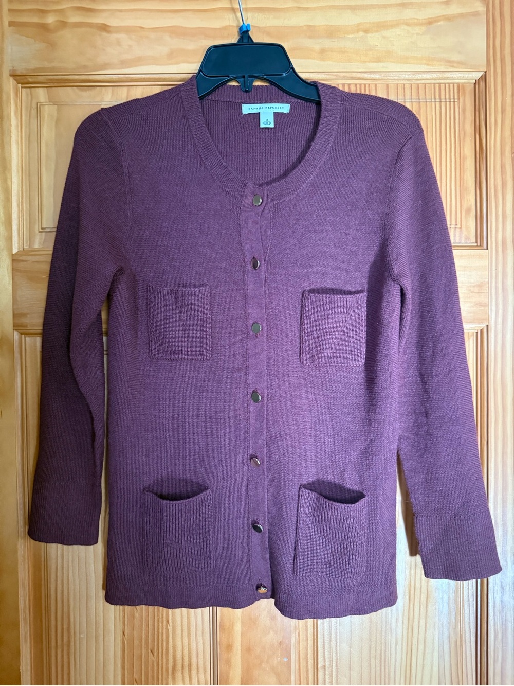 Banana Republic Plum Button-Front Pocket Cardigan